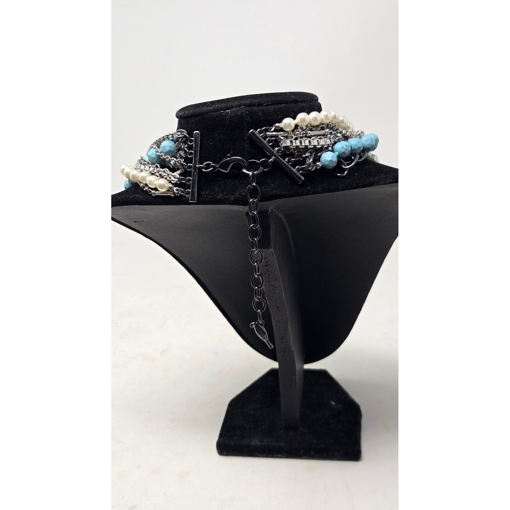 Chloe + Isabel Torsade Multi Strand Statement Necklace‎ Turquoise Pearl Bib - Picture 5 of 8